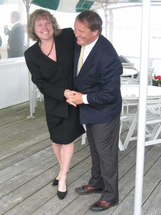 Herb's son Bill with wife Sandy - ripping up the dock floor!